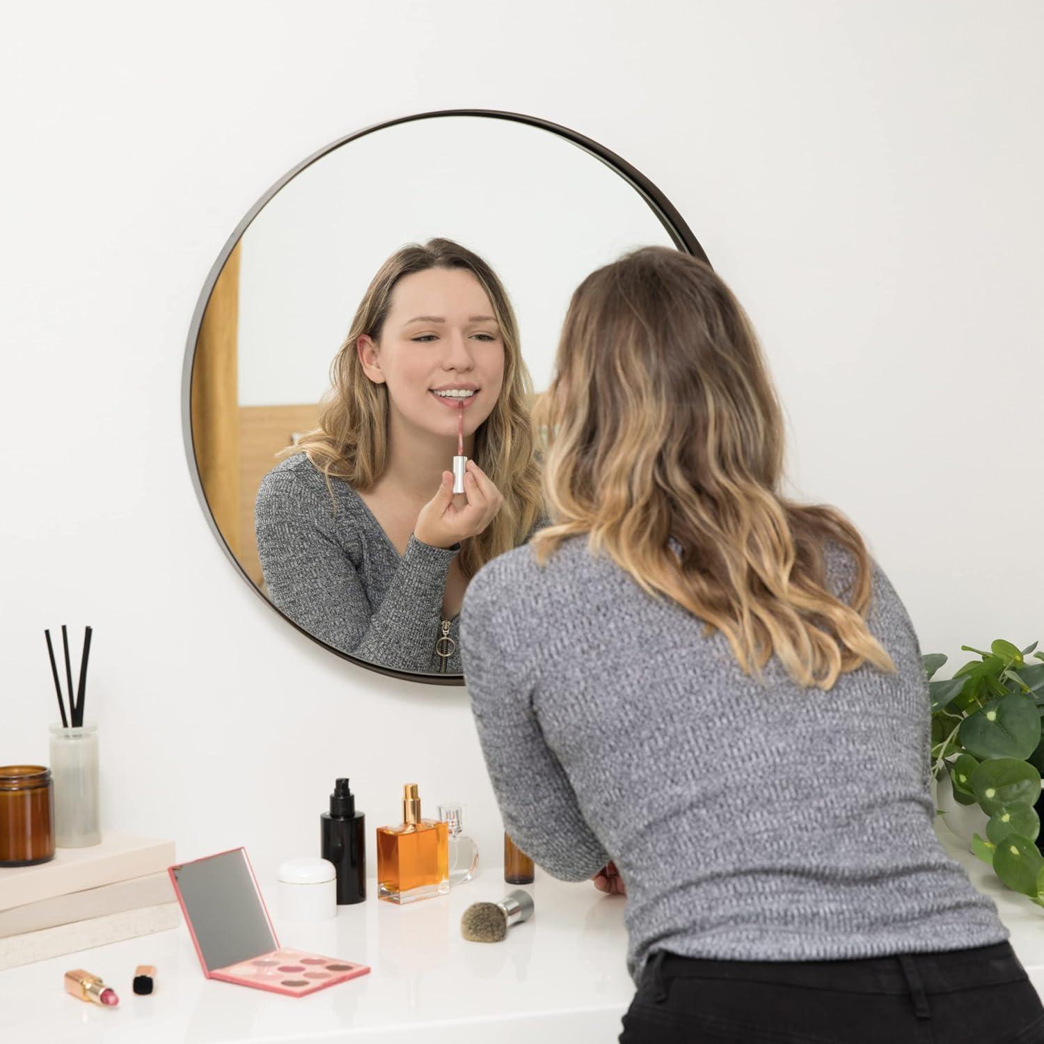 Hamilton Hills 24" Bronze Circle Deep Set Metal Round Frame Mirror Contemporary