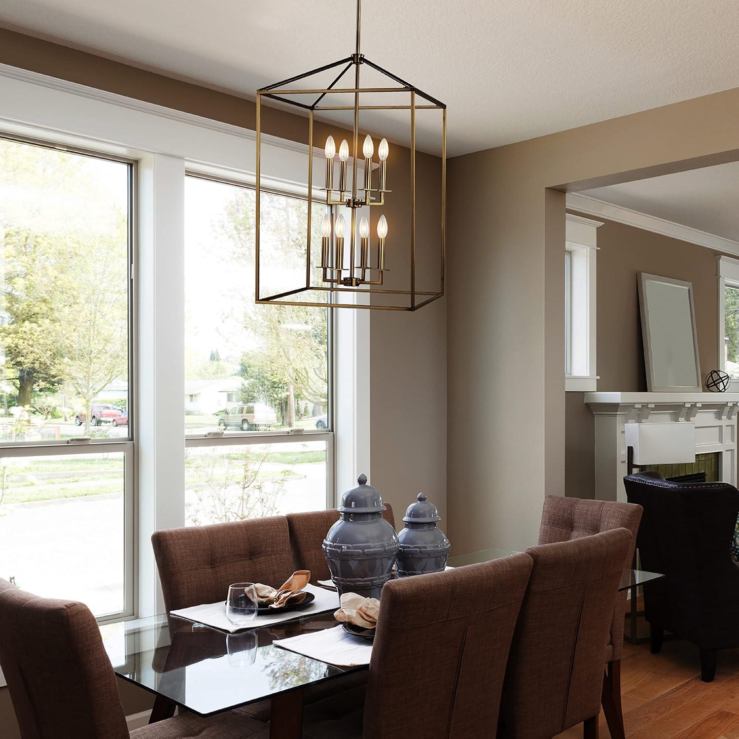 Sleek Farmhouse 8-Light Satin Brass Island Pendant