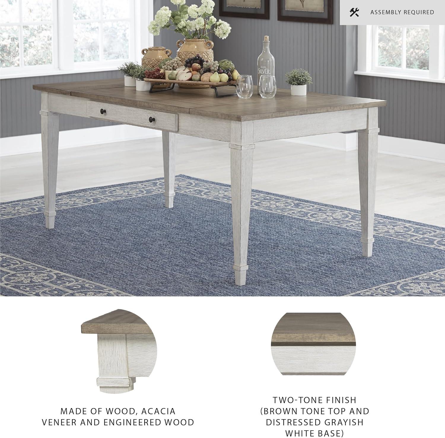 Signature Design by Ashley Casual Skempton Dining Table, White/Light Brown