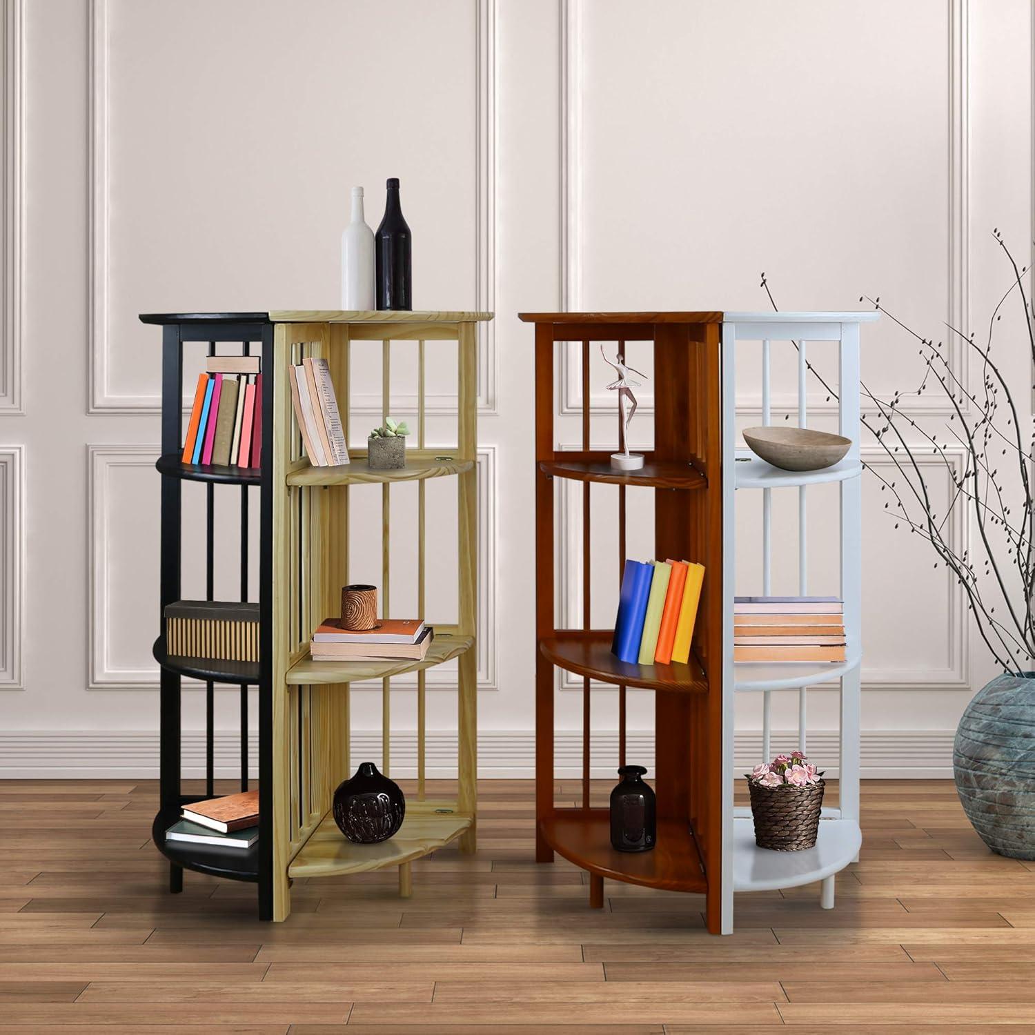 4-Shelf Corner Folding Bookcase - Natural