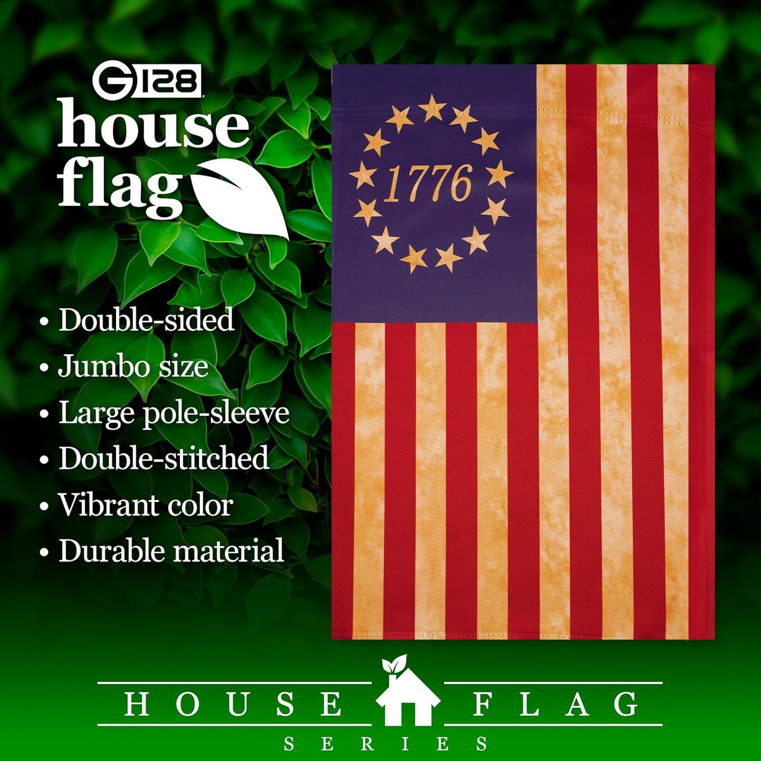 G128 Betsy Ross 1776 Tea Stained House Flag Printed 28x40IN Double Sided Blockout Fabric