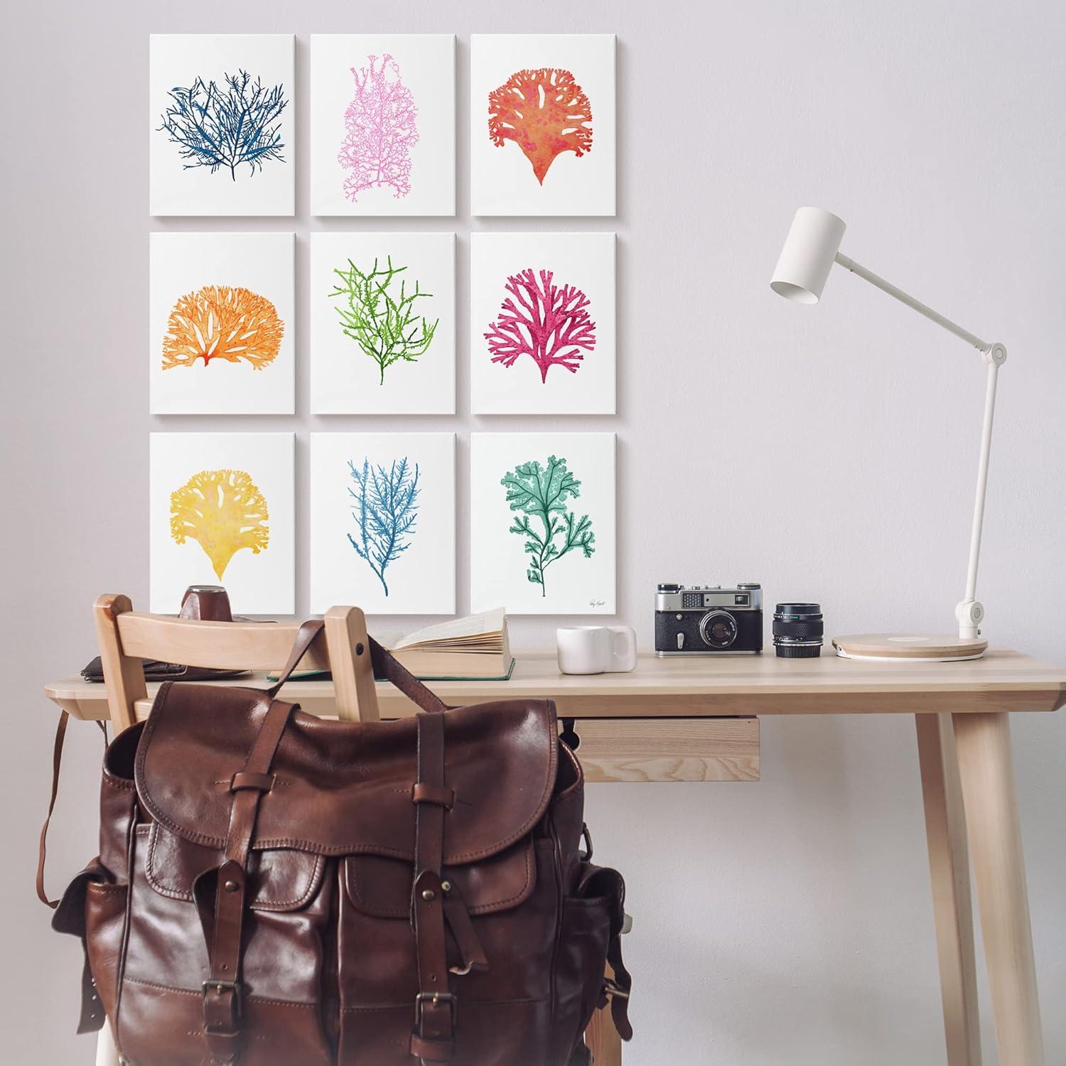 Stupell Industries Vibrant Various Coral Sea Ocean Life Types Graphic Art Gallery Wrapped Canvas Print Wall Art, Set of 9, Design by Patty Rybolt