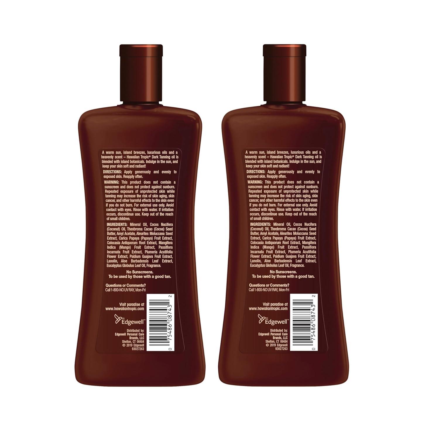 Hawaiian Tropic Dark Tanning Oil, 8oz | Moisturizing Body Oil, Tan Enhancer, Cocoa Butter Oil, Coconut Oil for Skin, Oxybenzone Free, 8oz each Twin Pack C14