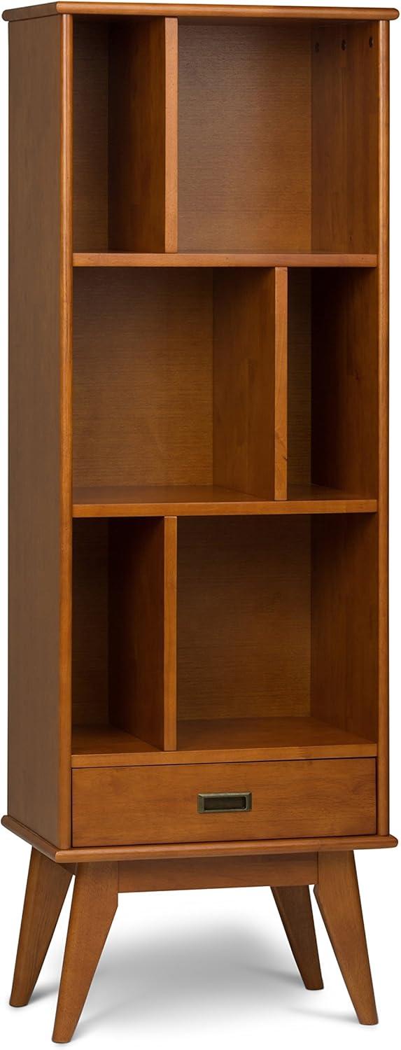 Draper Mid Century Solid Teak Brown Bookcase with Storage