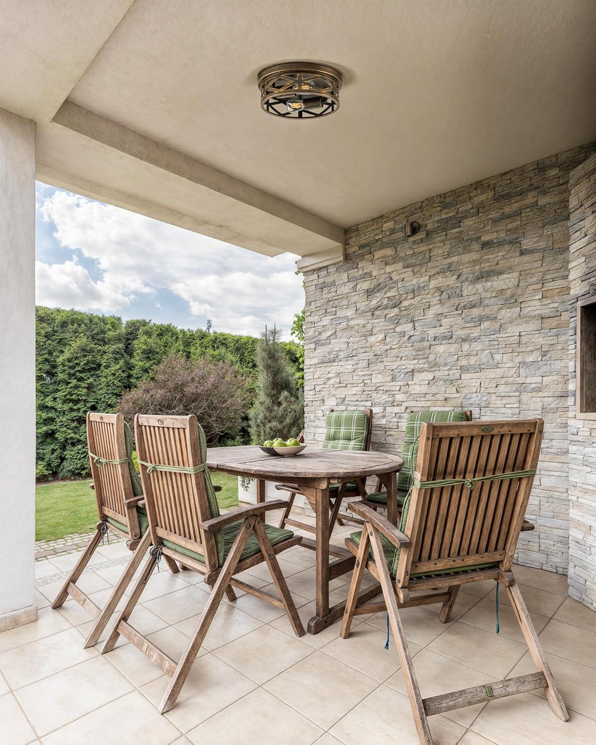 VONLUCE Flush Mount Ceiling Lights, 2-Light Hallway Ceiling Lighting Fixtures, 11 inch Farmhouse Metal Cage Ceiling Lights for Entryway Kitchen, Adjustable Lamp Holders, ETL, 2 pcs, Oil-Rubbed Bronze