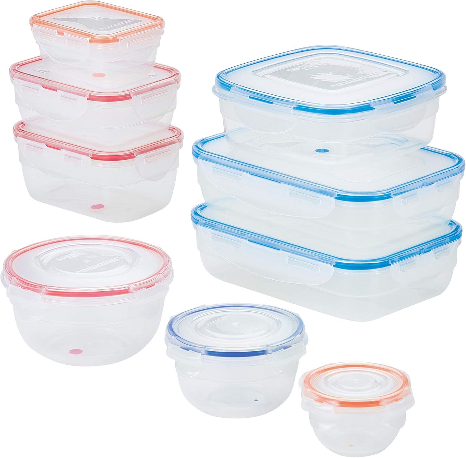 Clear BPA-Free Plastic Food Storage Container Set, 18-Piece