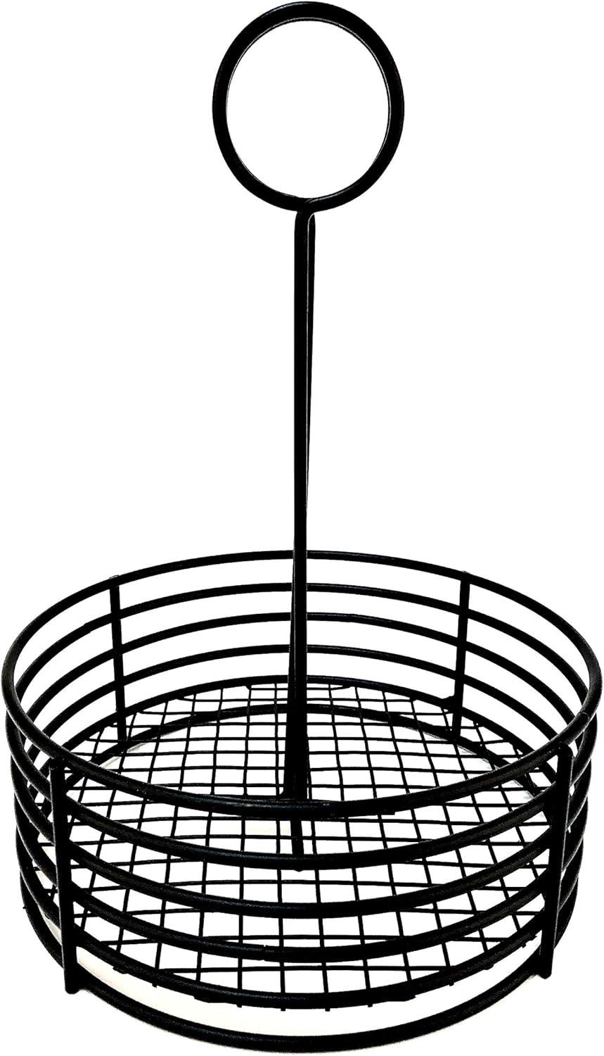 G.E.T. Enterprises Black Round Stainless Steel Condiment Caddy Iron Teflon Coated Table Caddies Collection 4-31860 (Pack of 1)