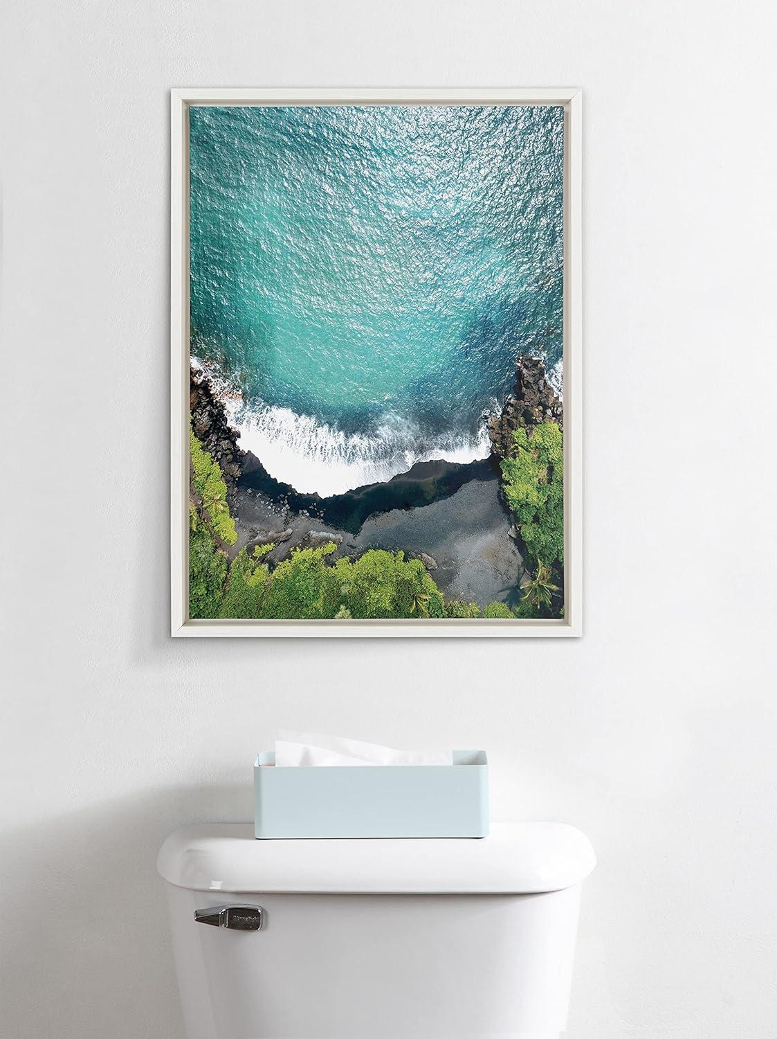 Kate and Laurel Sylvie Maui Black Sand Beach 1 Framed Canvas by Rachel Bolgov