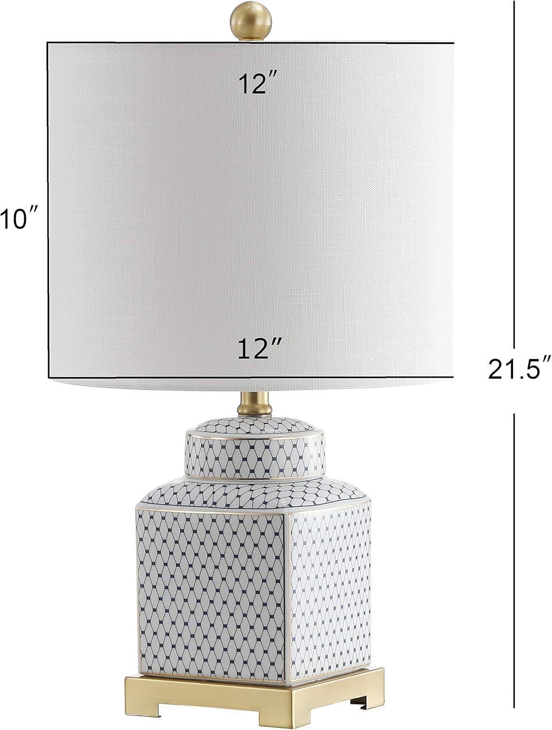 Cleo 21.5" White and Blue Ceramic Ginger Jar LED Table Lamp