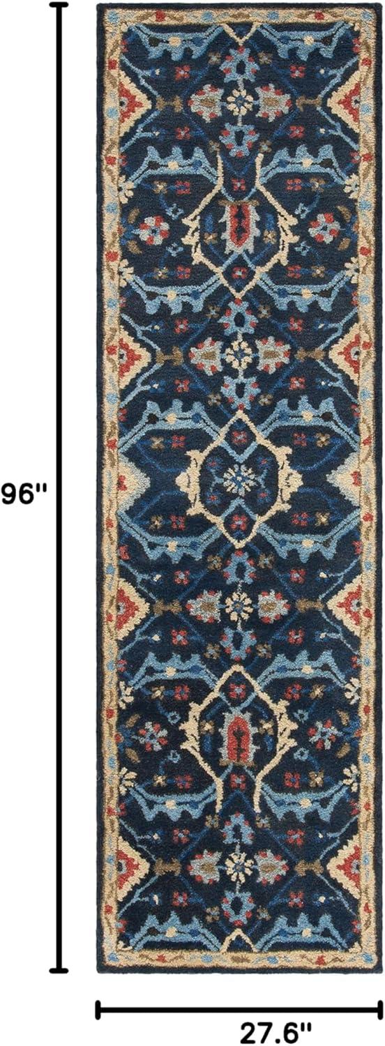 Heritage HG416 Hand Tufted Runner Rug - Navy/Multi - 2'3"x8' - Safavieh.