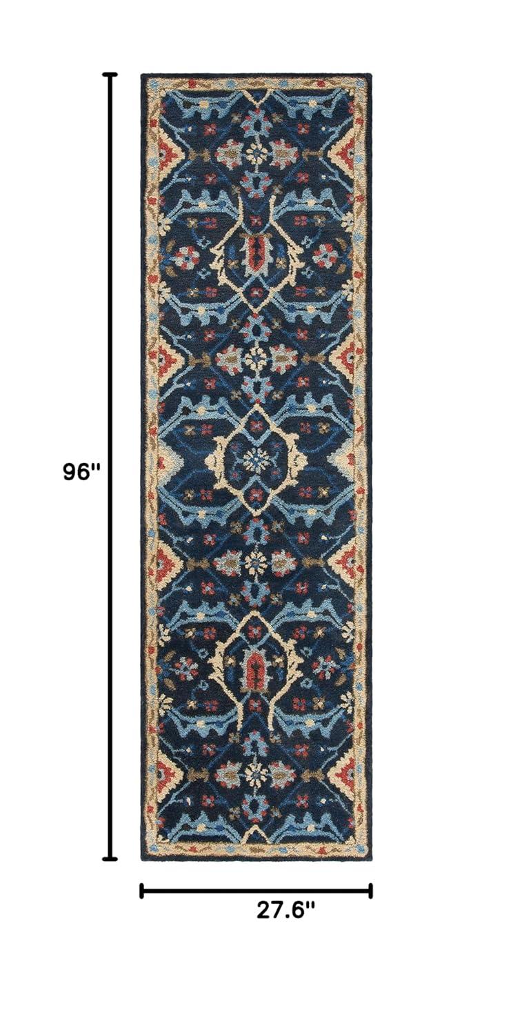 Heritage HG416 Hand Tufted Runner Rug - Navy/Multi - 2'3"x8' - Safavieh.