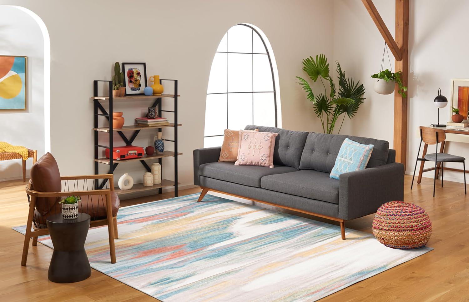 SAFAVIEH Skyler Ilija Wavy Marble Area Rug, Beige/Terracotta, 8' x 10'