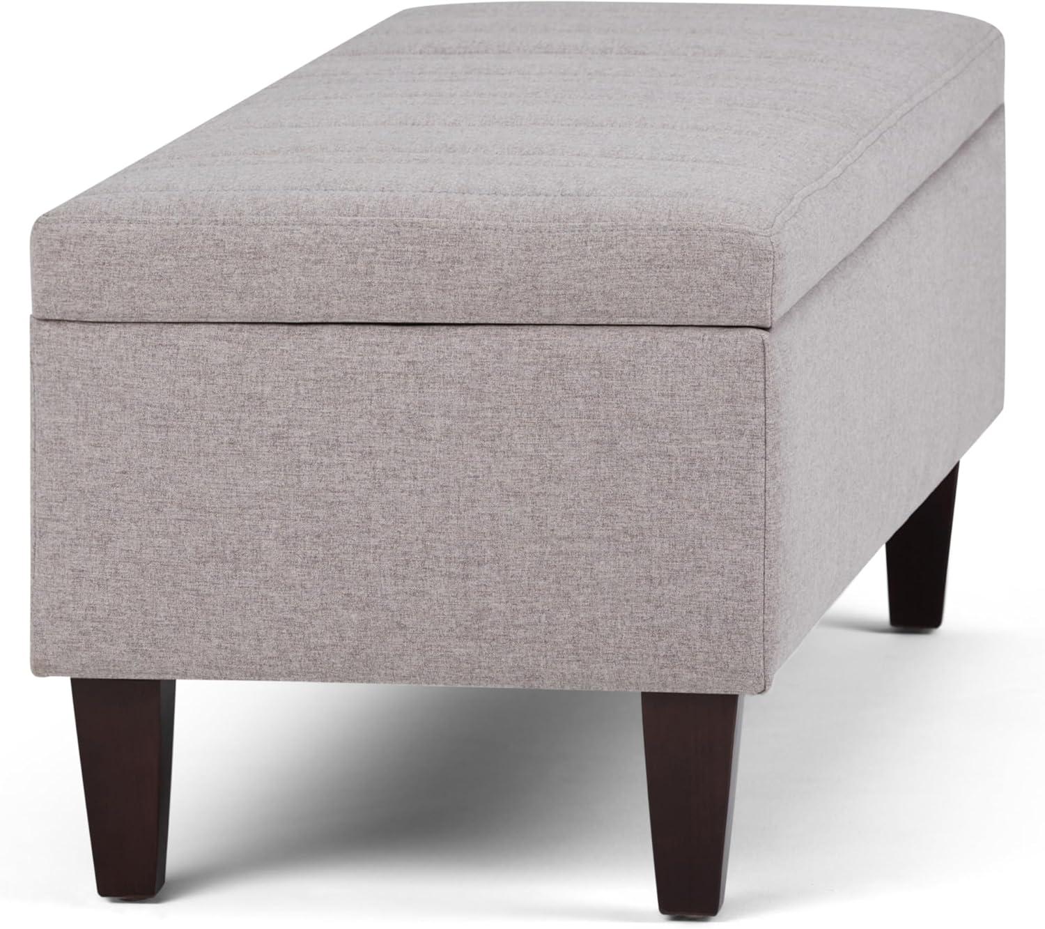 Gray Cloud Linen Rectangular Storage Ottoman with Lift-Up Lid