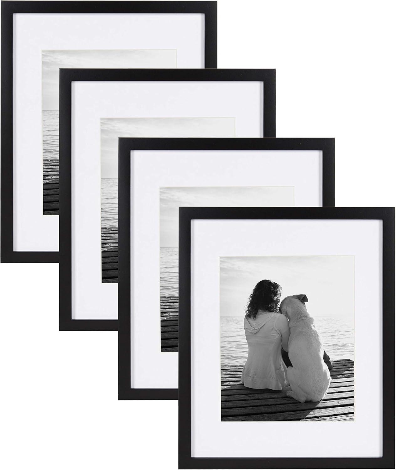 DesignOvation Gallery 11x14 matted to 8x10 Wood Picture Frame, Set of 4