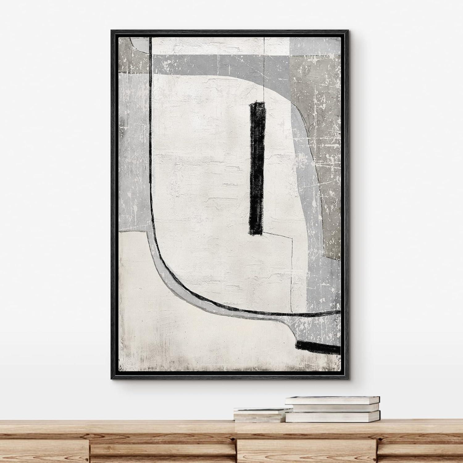 IDEA4WALL Geometric Line " IDEA4WALL Framed Canvas Print Wall Art Grunge Retro Industrial Geometric Color Field Abstract Shapes Illustrations Modern Decorative Contemporary For Living Room, Bedroom, Office "