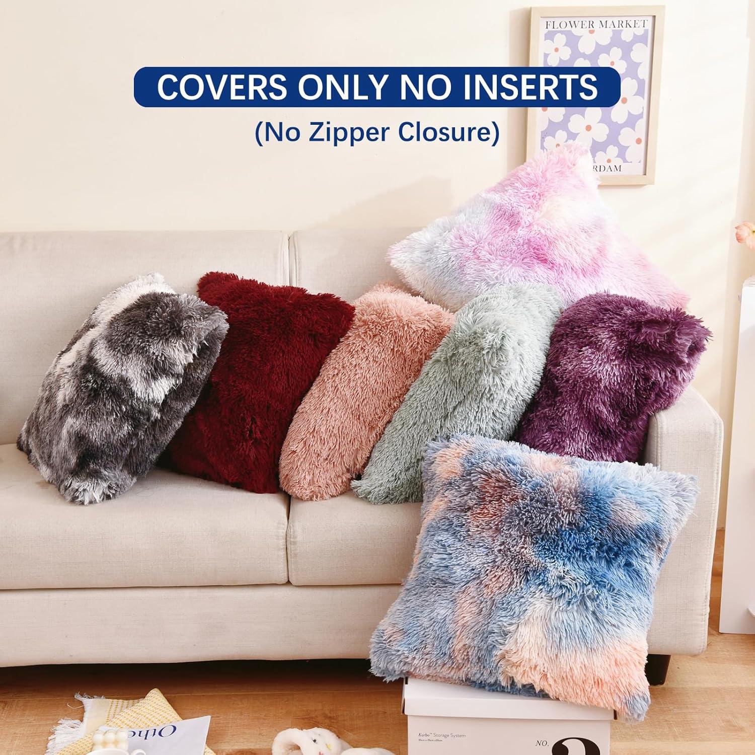 GONAAP Faux Fur Throw Pillow Cover Decorative Pillowcase Cushion Cover for Sofa Bedding Car 18x18 Inch (Pink, 18x18 Inch (Pack of 2))