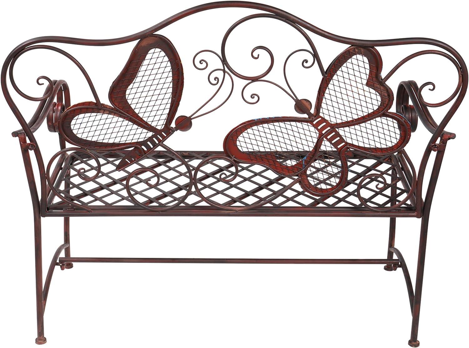 Rustic Bronze Iron Butterfly Garden Bench - 46" Length