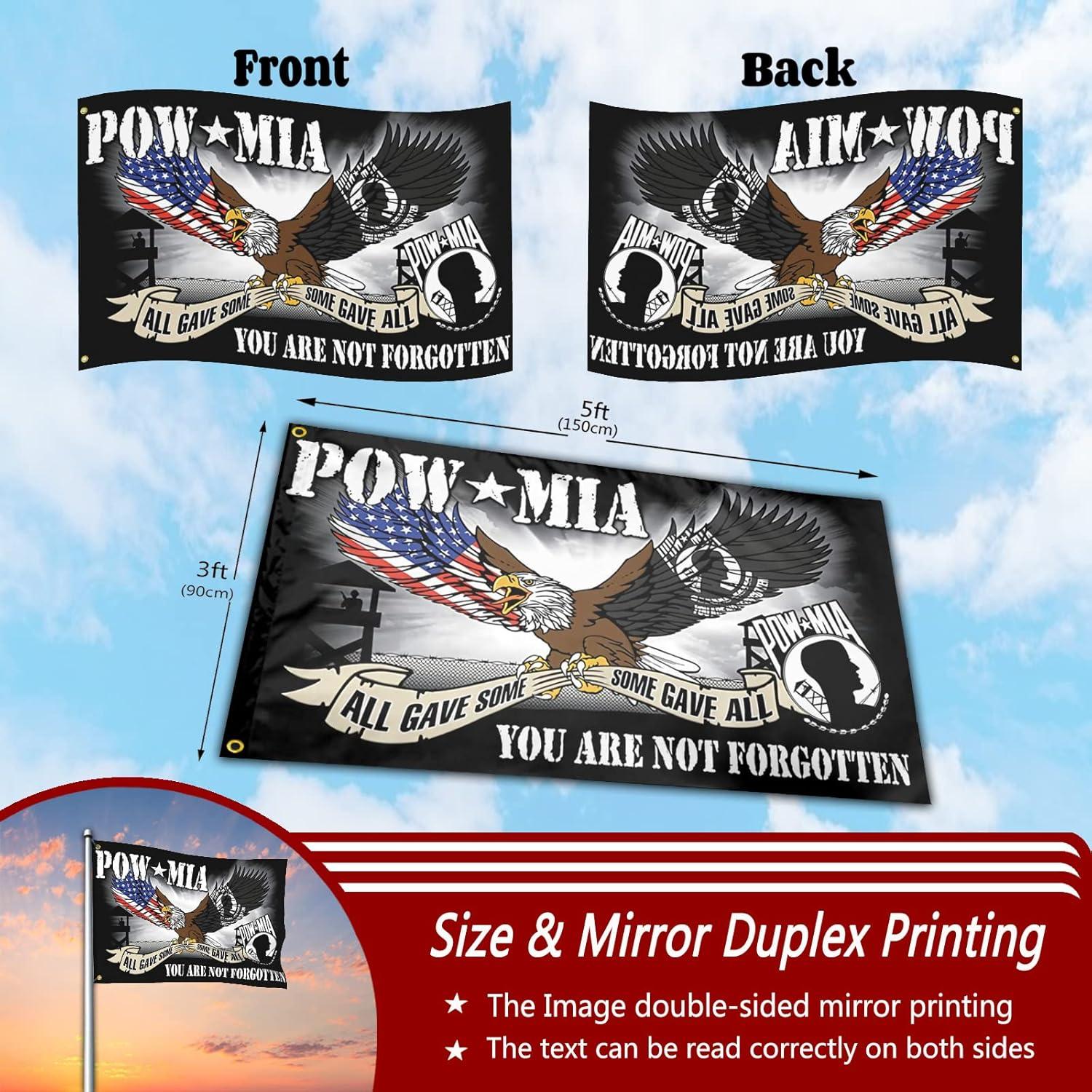 US American Pow Mia Eagle Flag 3x5 Outdoor- All Gave Some Some Gave All Flags Indoor Outdoor Banner