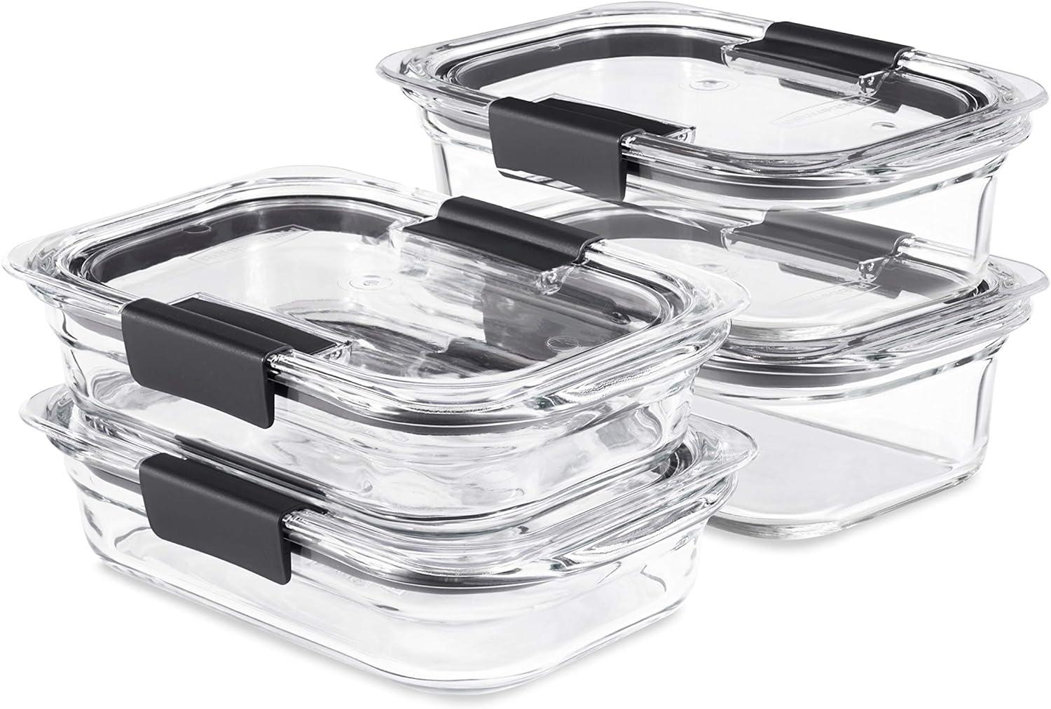 Clear Glass Meal Prep Storage Containers Set with Latching Lids