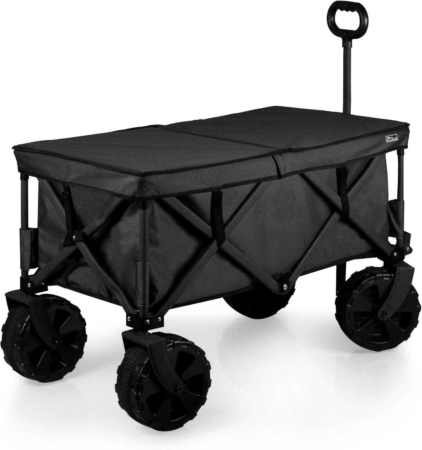 ONIVA™ Adventure Wagon Elite All-Terrain Folding Beach Wagon with Big Wheels plus Table Top Lid & Soft Cooler Liner - Collapsible Utility Wagon