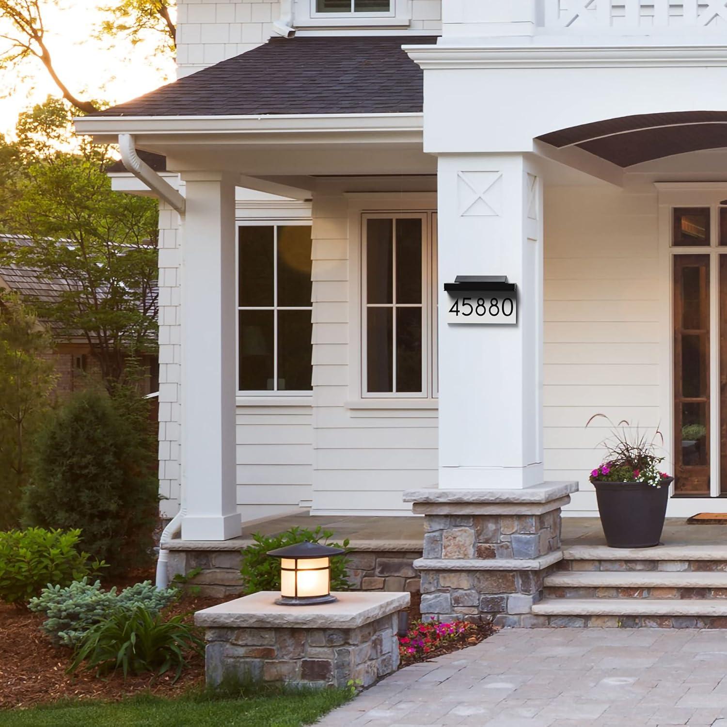 House Numbers Address Plaques For Houses Solar Powered Adjustable Solar Panel, 3 Lighting Colors Lighted House Numbers Address Sign, Address Sign For Outside Waterproof