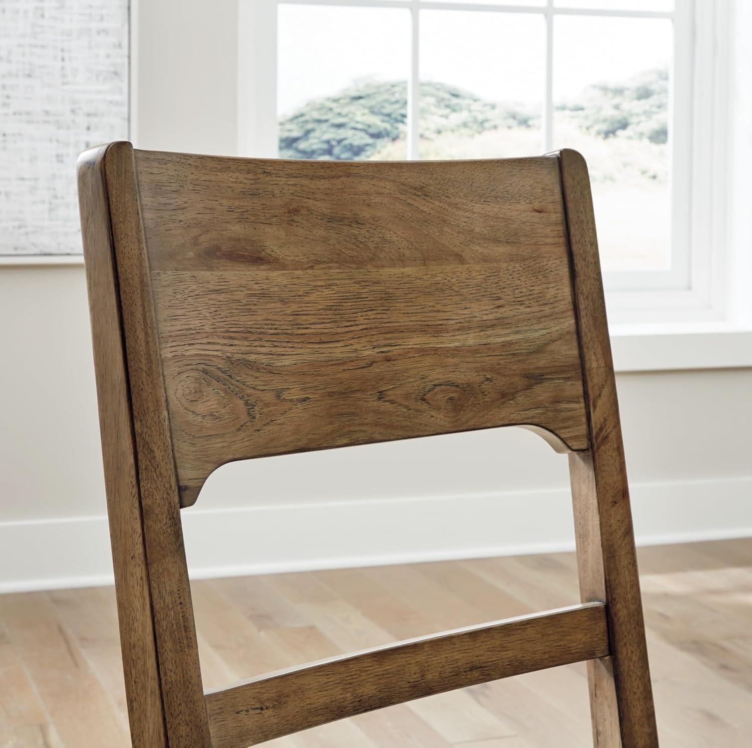 Brown Upholstered Wood Casual Side Chair