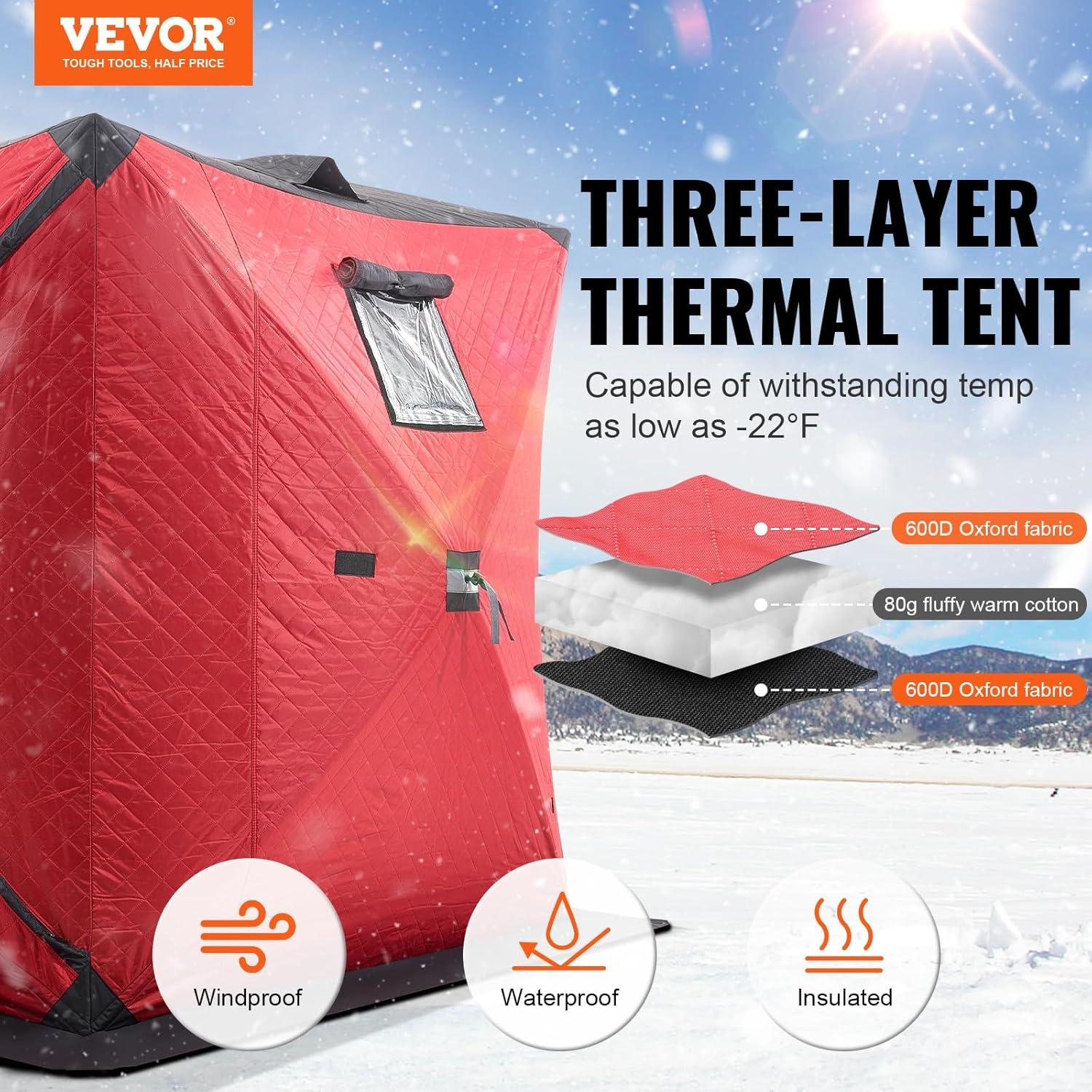 3-4 Person Ourdoor Portable Ice Shelter Pop-Up Ice Fishing Shanty Tent