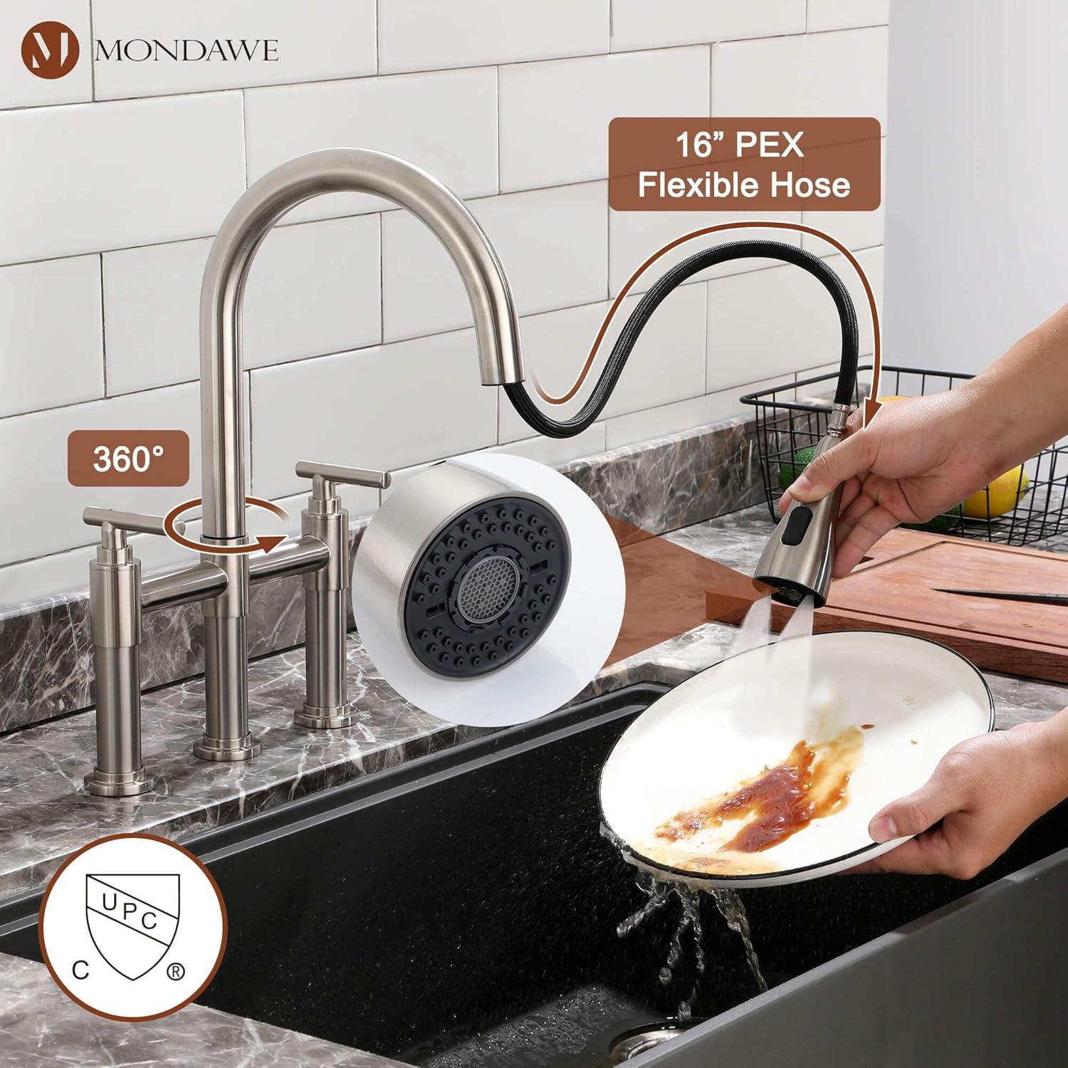 mondawe KMLT0005-WH-WF Mondawe Pull Down Kitchen Faucet