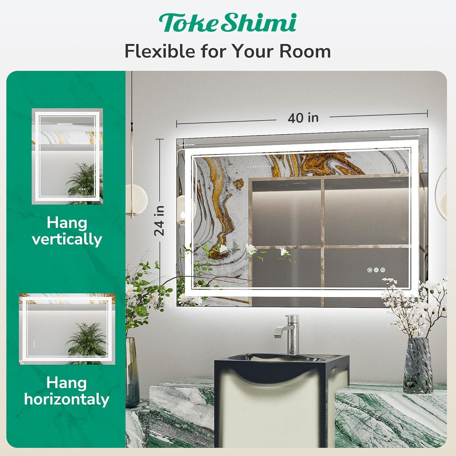 Ivy Bronx Keonjinn 40 X 24 In LED Bathroom Mirror With Lights, Adjustable 3 Color Lights, LED Vanity Mirror, Wall Mounted Anti-Fog Dimmable Mirror, UL Listed LED Driver, HD Tempered Glass(Horizontal/Vertical)