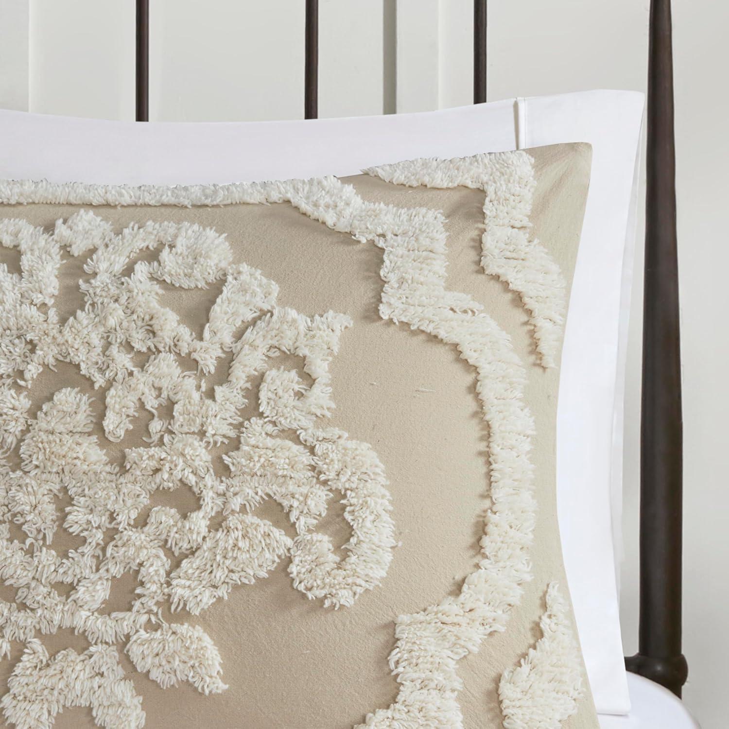 Viola Tufted Cotton Chenille Damask 3 Piece Comforter Set