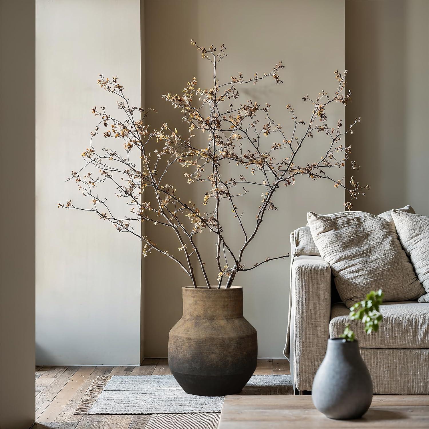 LuxenHome Brown Ombre Terracotta 11.4-Inch Round Vase