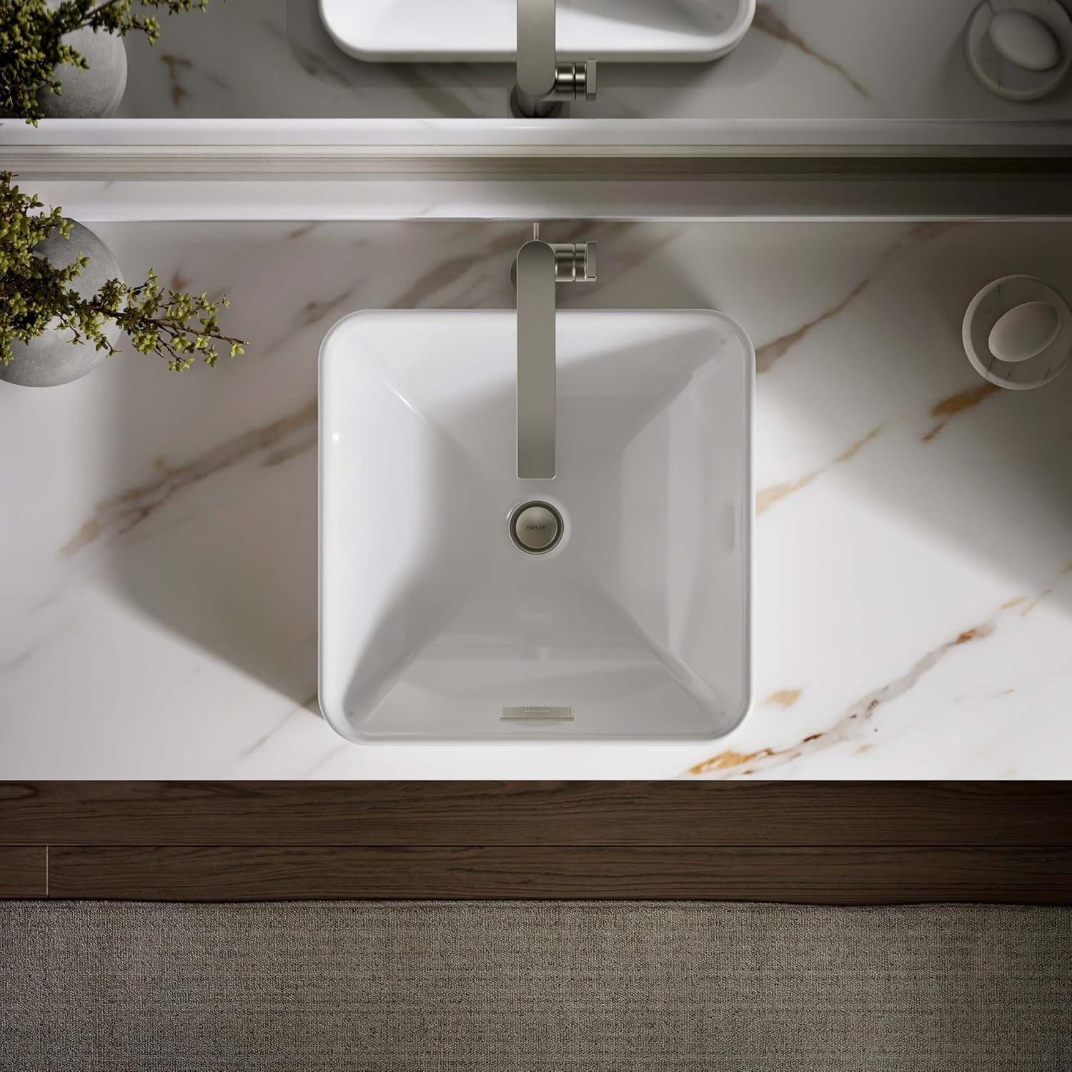Vox® Ceramic Square Vessel Bathroom Sink with Overflow