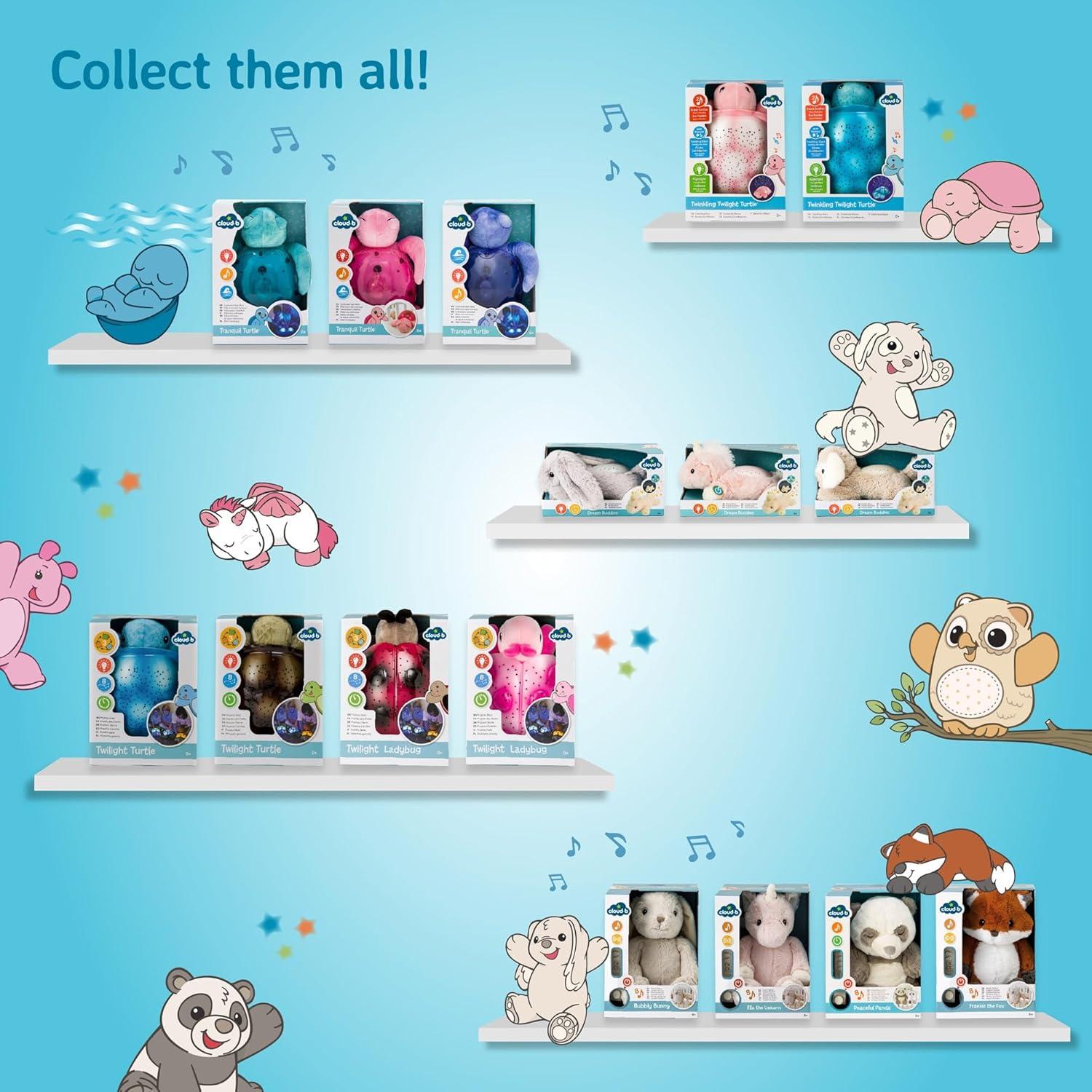 Aqua Plush Turtle Night Light with Star Projector and Soothing Sounds