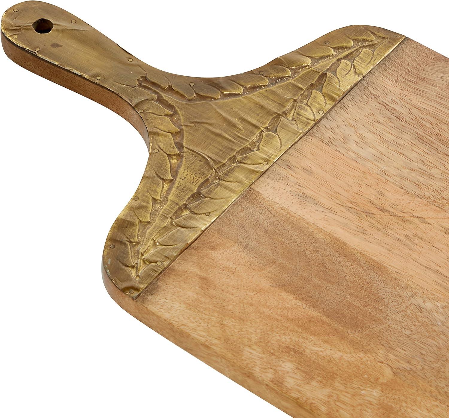 Brown Mango Wood Cutting Board with Brass Handle