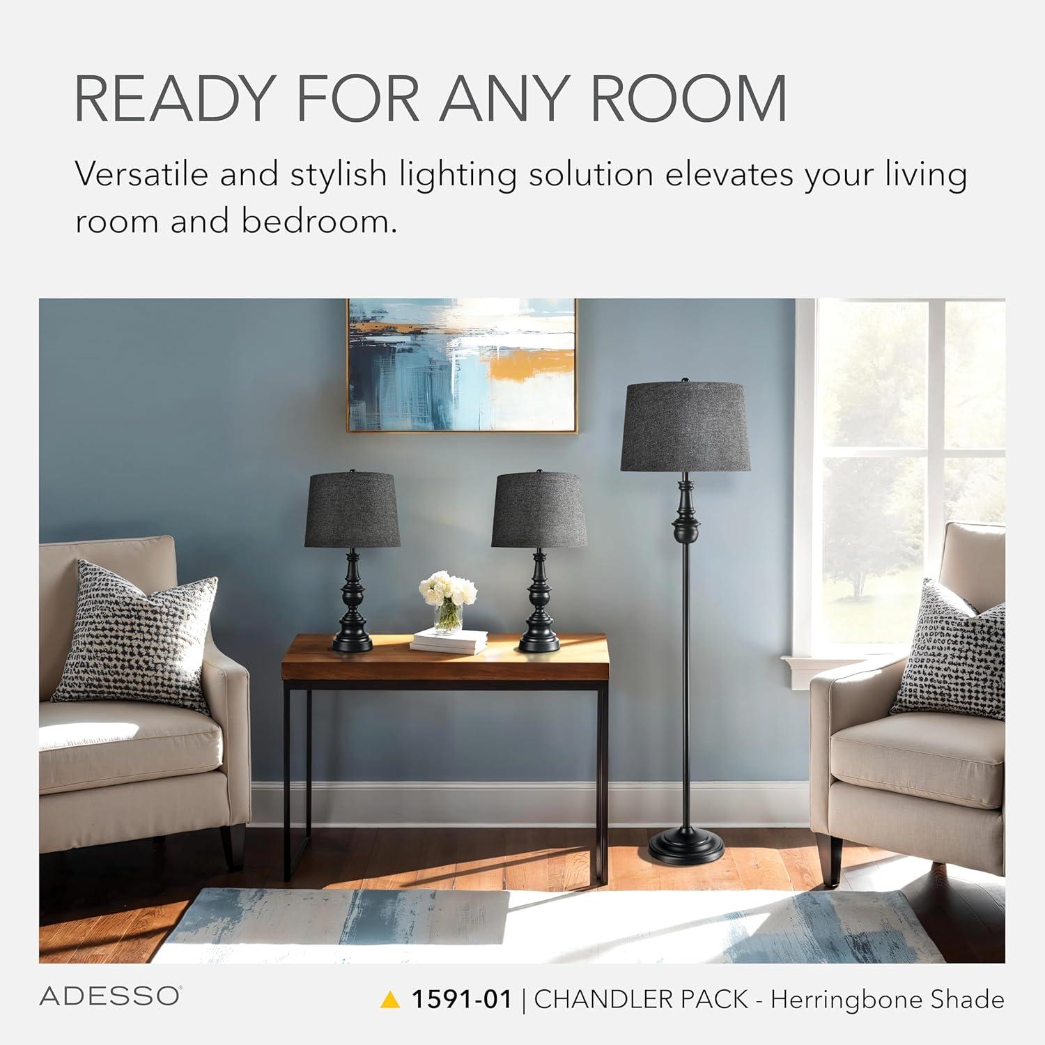 SIMPLEE ADESSO Chandler 3 Piece Floor and Table Lamp Set