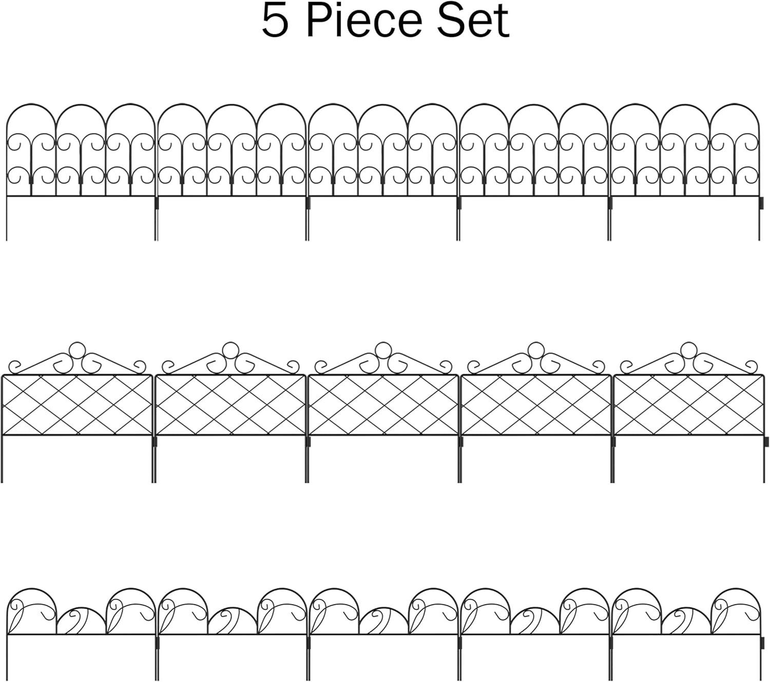 Azalea Black Metal Decorative Garden Fencing Set