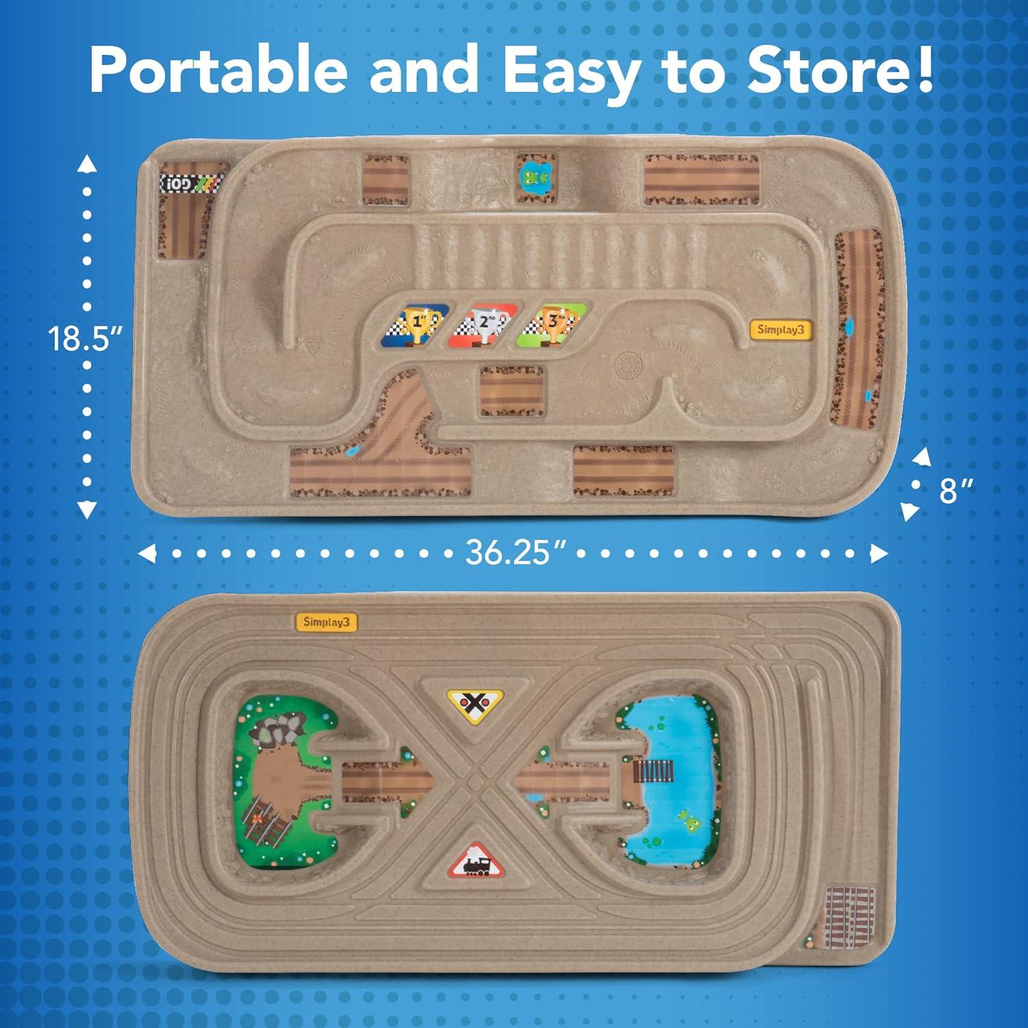 Simplay3 Carry and Go Track Table for Play Cars, Trucks, and Trains