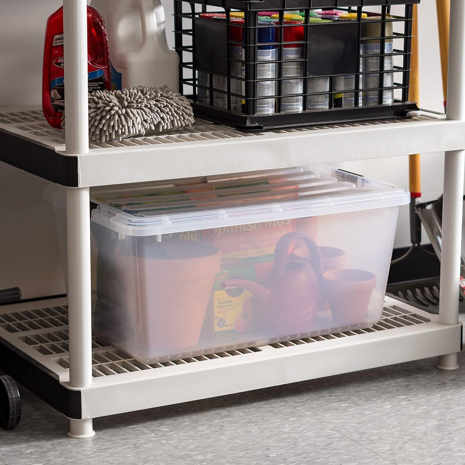 Clear Plastic Stackable Storage Bins w/ Latch Lid