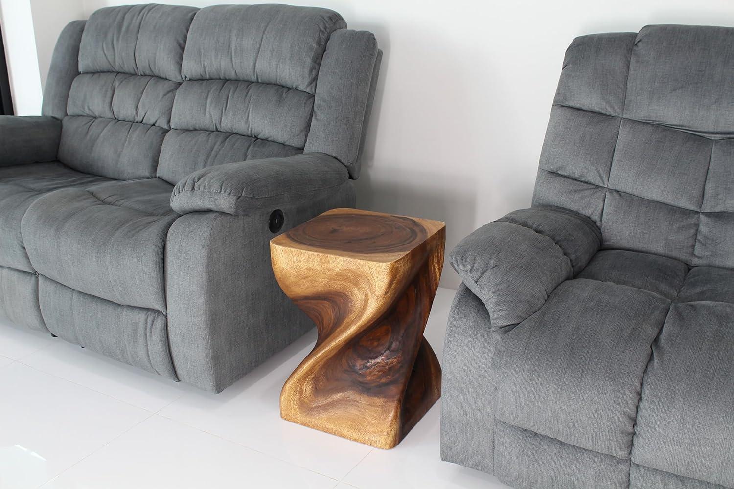 Kammika Import Export Co., Ltd. Haussmann® Big Twist Wood Stool Table 14 in SQ x 20 in H Walnut Oil