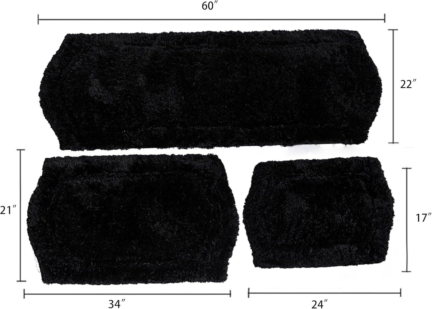 Chesapeake Paradise 3pc Memory Foam Black Bath Rug Set (22"x60" & 21"x34" & 17"x24")