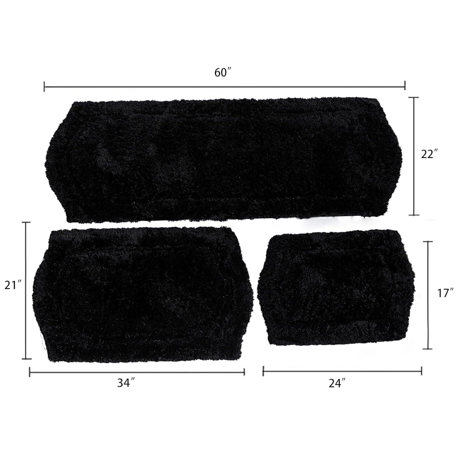 Chesapeake Paradise 3pc Memory Foam Black Bath Rug Set (22"x60" & 21"x34" & 17"x24")