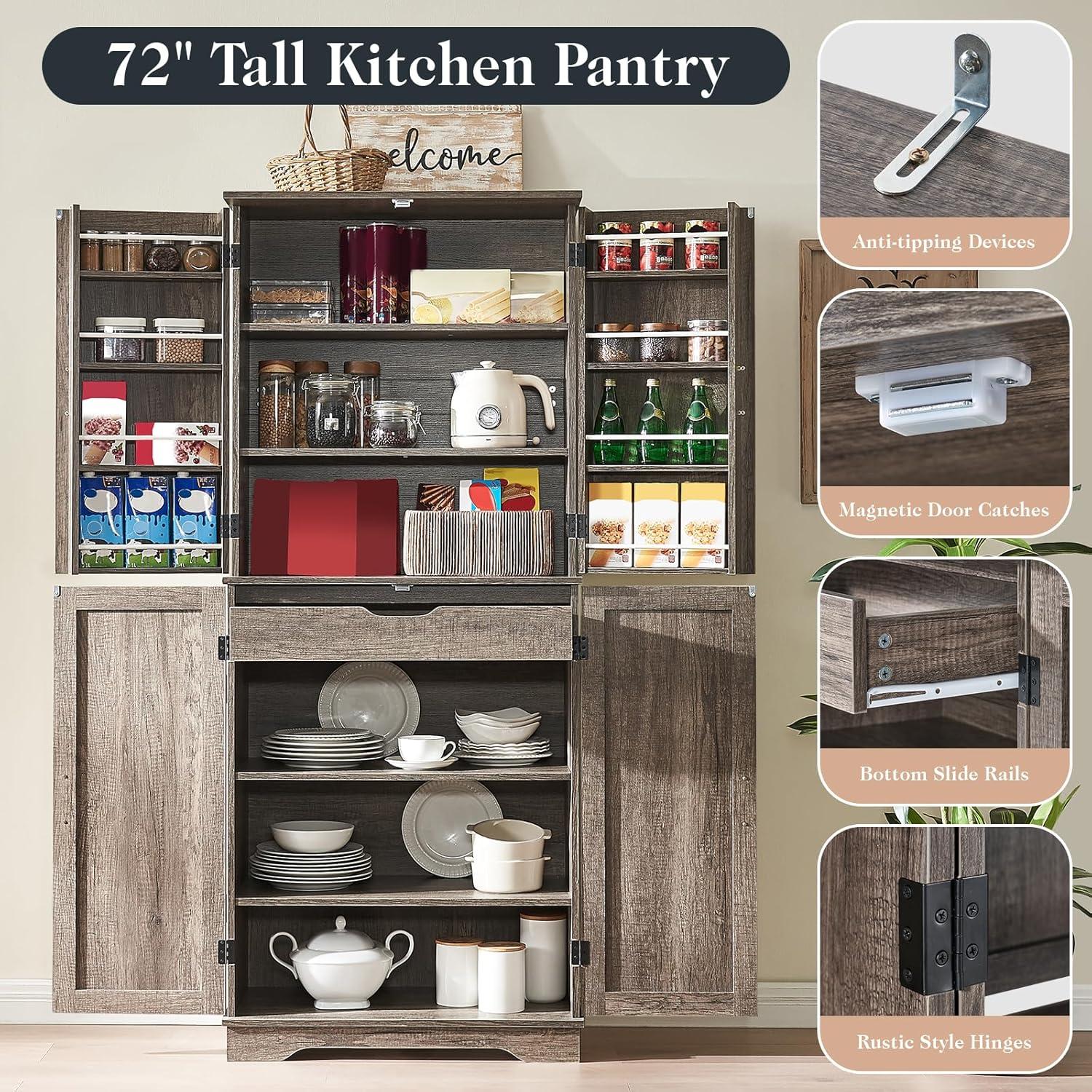 Gracie Oaks 72" Tall Farmhouse Kitchen Pantry