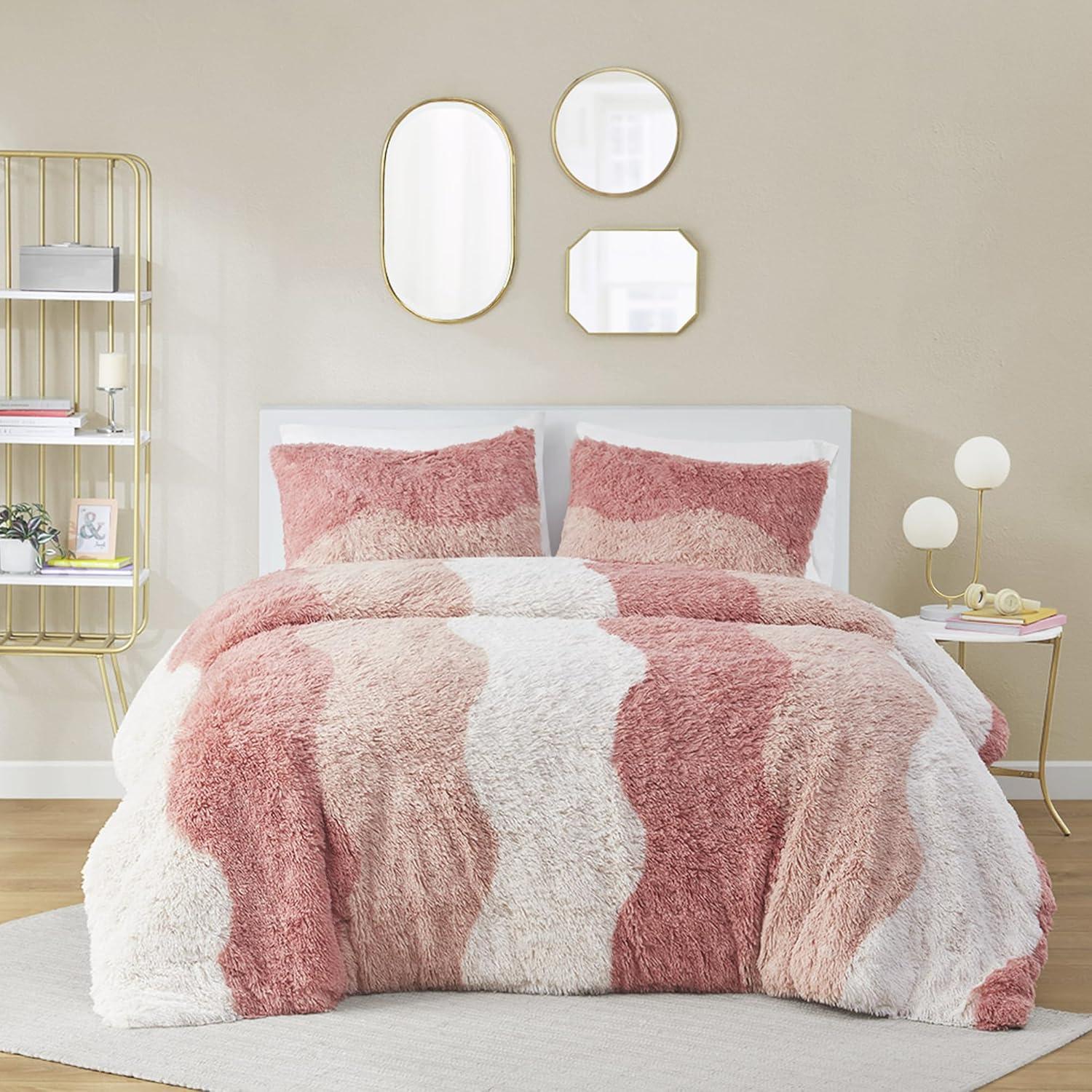 Ombre Shaggy Faux Fur Comforter Set