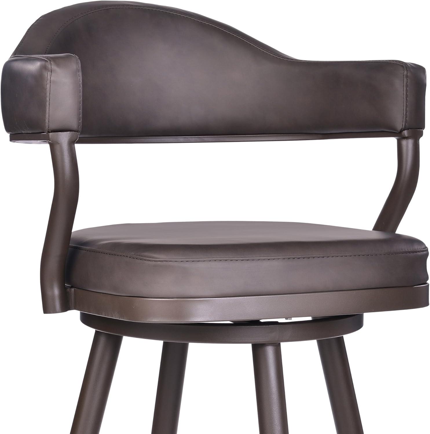 Armen Living Justin Modern 30" Faux Leather Bar Stool in Brown