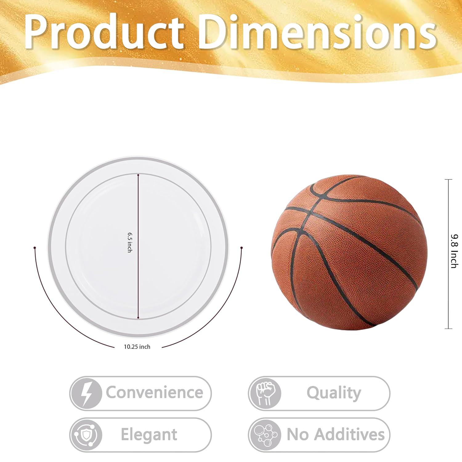 WELLIFE Silver Plastic Dinner Plates 72 Pieces, 10.25" Silver Disposable Plates, Premium Hard Plastic Lunch Plates, Ideal for Wedding and Party