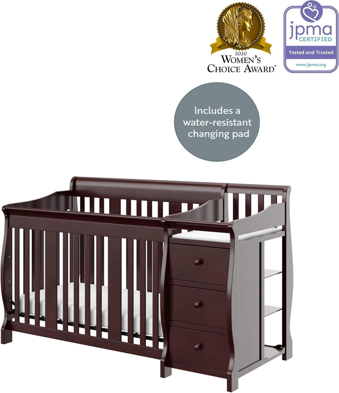 Storkcraft Portofino 5-in-1 Convertible Baby Crib and Changer, Espresso