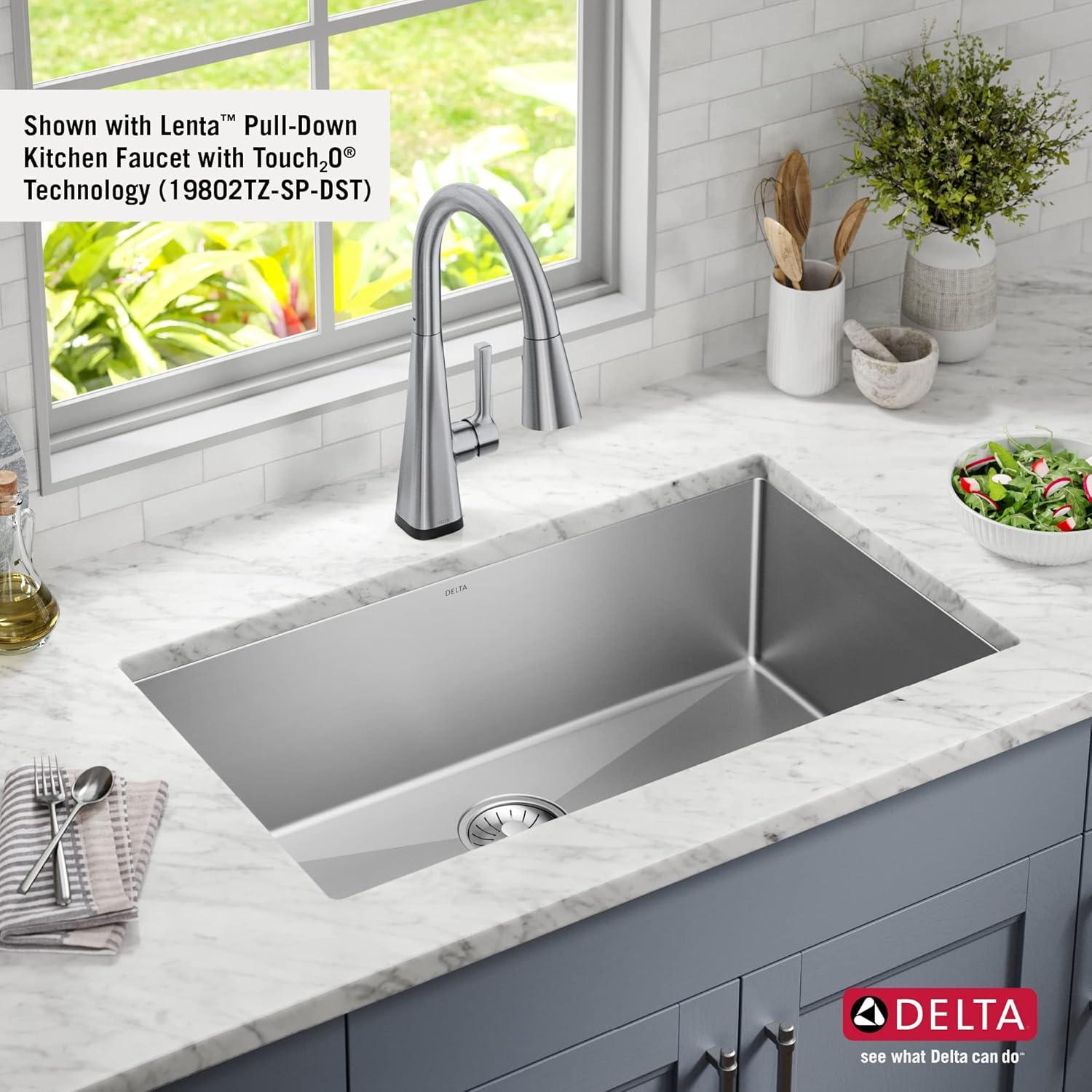 Delta Lenta™ Undermount 16 Gauge Stainless Steel Single Bowl Kitchen Sink with Accessories