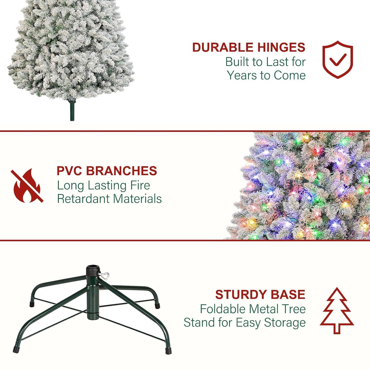 Home Accents Holiday 6.5 Ft. Pre-Lit LED Festive Pine Flocked Artificial Christmas Tree