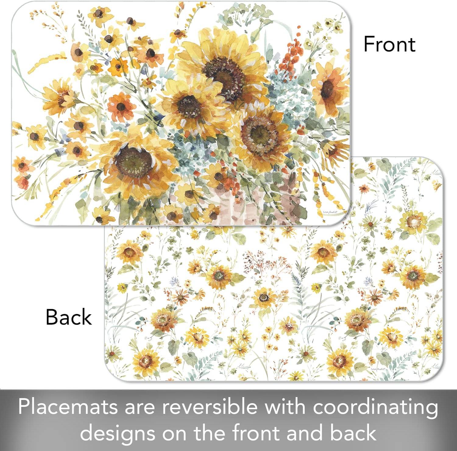 Sunflowers Forever 4 Piece Reversible Flexible Plastic Placemats