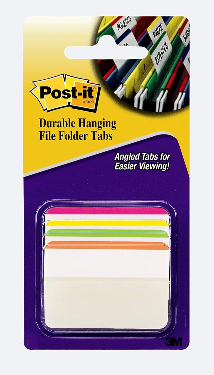 Durable Angled Assorted Color File Tabs, 2" x 1.5"